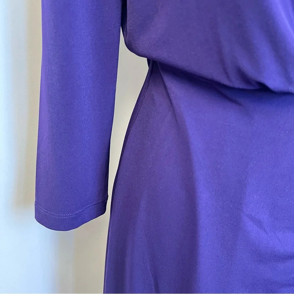 Calvin Klein Purple 3/4 Sleeve Faux Wrap Stretch Formal Dress Womens Size 10 - Picture 7 of 16